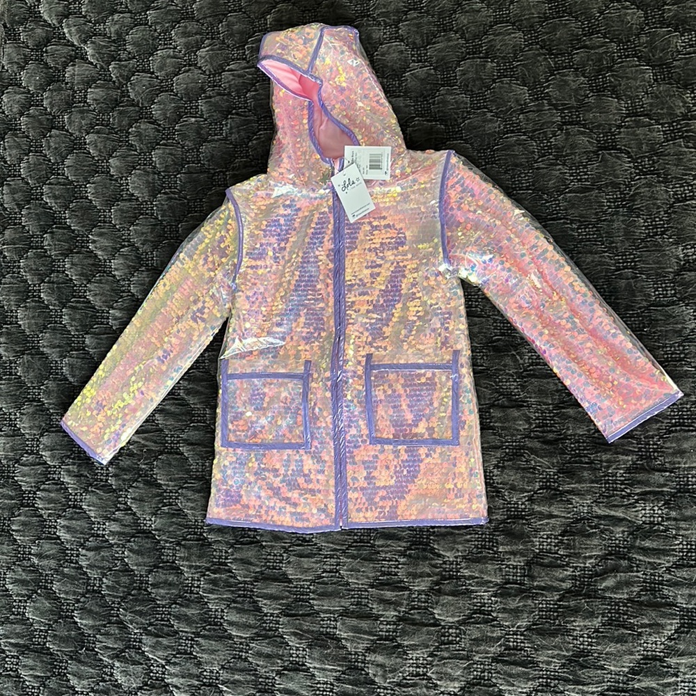 NWT Lola + The Boys : PAILLETTE MAGIC RAIN JACKET size 8